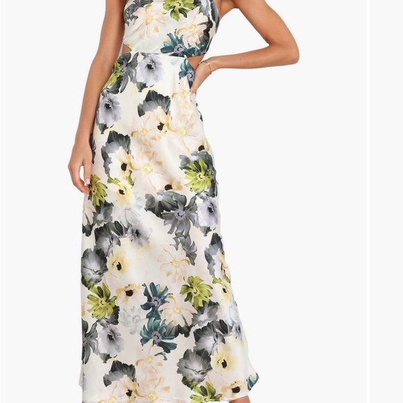 NWOT Petal & Pup Lace Up Floral Dress - Yellow and Green - Picture 6 of 9